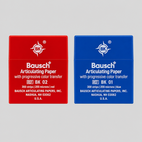 Bausch mavi ve kırmızı 200 mikron artikülasyon kağıtları