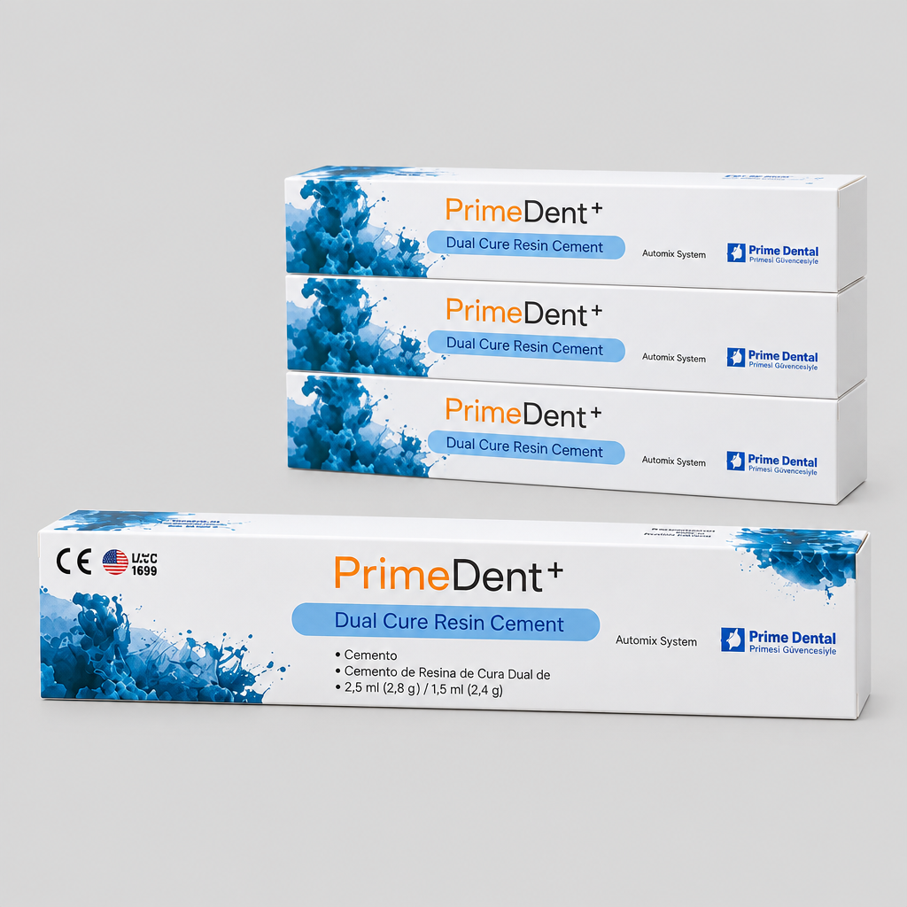 Prime Dental Dual Cure Rezın Siman Prime Dent 1 Tüp (Resin Cement) ürün ambalajı