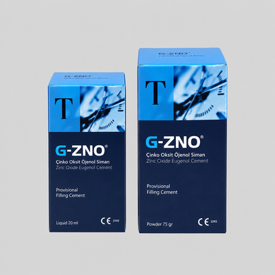 G-ZNO Çinko Oksit Öjenol Simanı Takım G-ZNO ürün ambalajı