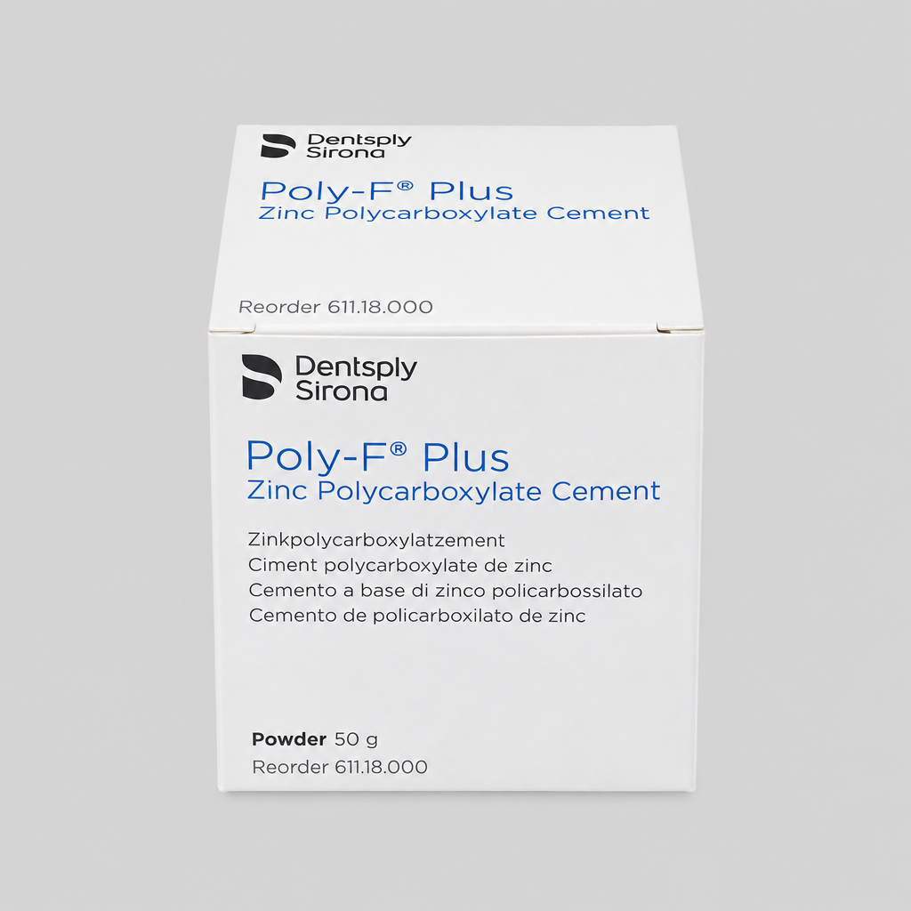 Dentsply Sirona Poly-F Plus 50 Gr Dental Geçici Dolgu Maddesi Dentsply Sirona ürün ambalajı