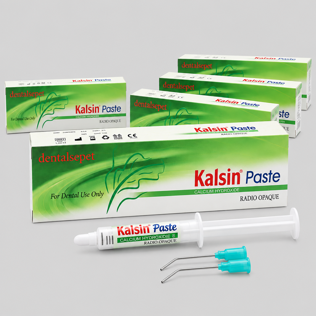 DentalSpect Kalsin Paste Kalsiyum Hidroksit Dolgu Macunu 2,5 Gr Kullanıma Hazır ürün ambalajı
